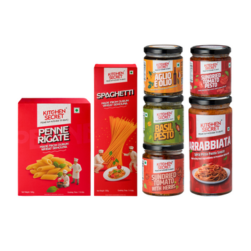 Italian Party Pack- 5 Sauces + 2 Pasta(500g)