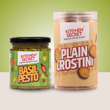 Plain Crostini (200g) & Basil Pesto (185g) Combo