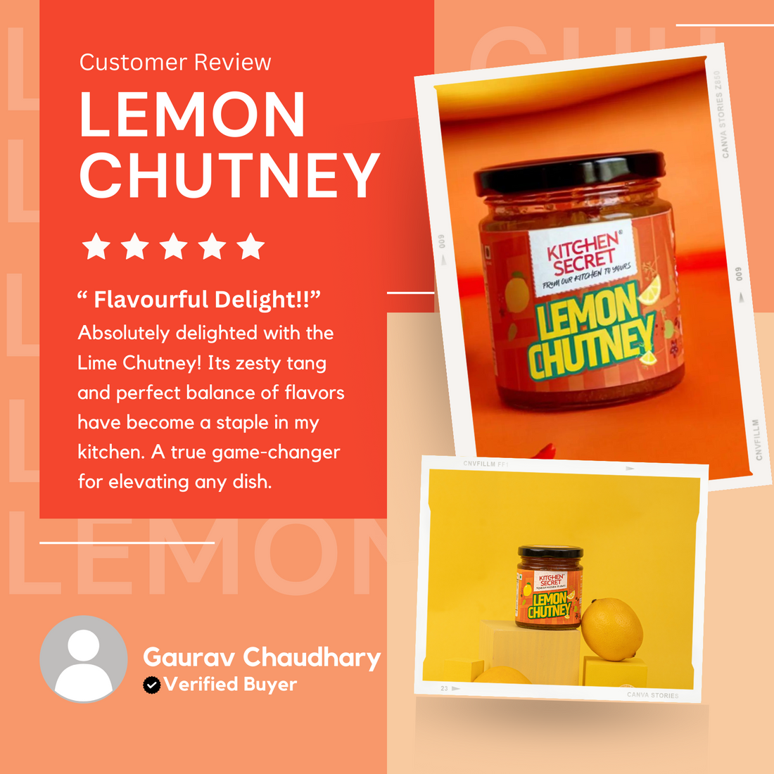 Kitchen Secret Lemon Chutney, Front Packaging